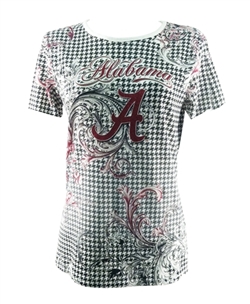 Alabama Crimson Tide Shirt - P.Michael Houndstooth Shirt With Script A and Alabama